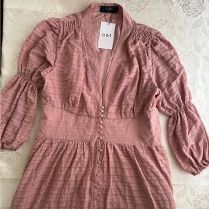 NWT Anthropologie P.O.T. Pink Button-Down Dress Size L
